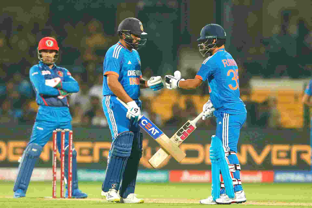 Rohit and Rinku added 190 runs for 5th wicket (Photo: ©BCCI/Twitter) India vs Afghanistan, 3rd T20I_ Rohit Sharma and Rinku Singh added 190 runs for 5th wicket _ Walking Wicket (Photo_ ©BCCI_Twitter)