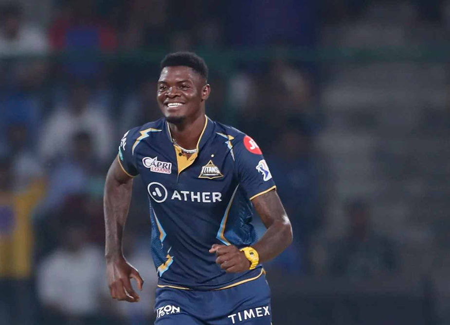 IPL 2023, DC vs GT, Top Performances_ Alzarri Joseph took 2-29 against Delhi Capitals _ Walking wicket (Images_ ©IPL_Twitter)