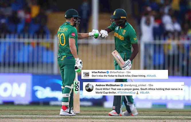 ICC T20 WC 2021 - SA vs SL - Miller's last over heroics take SA past the line; beat Sri Lanka by 4 wickets