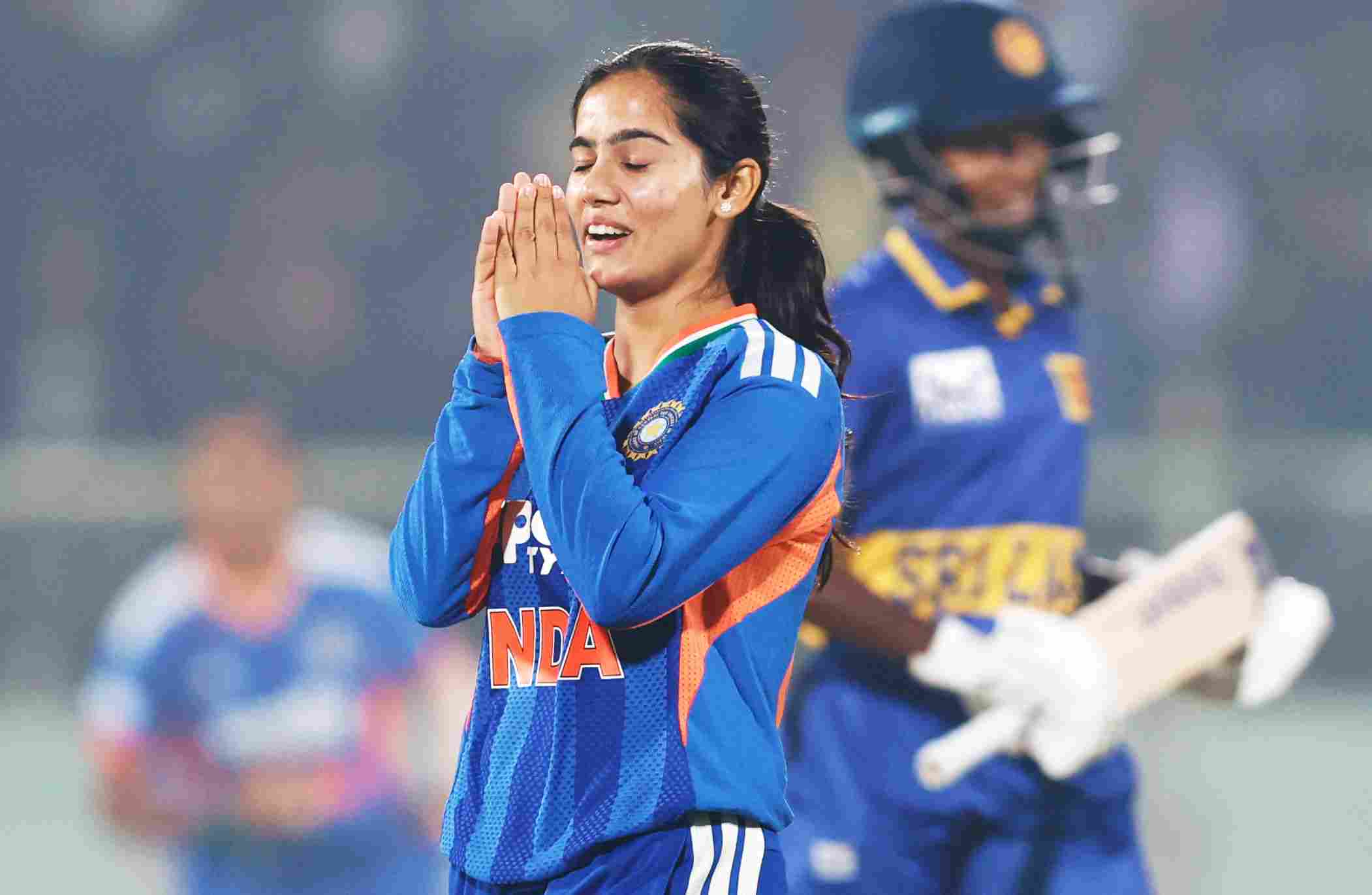 Vaishnavi Sharma made her T20I debut against Sri Lanka. 